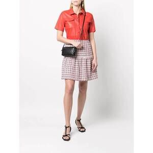 NEW SALVATORE FERRAGAMO women's textured a-line skirt in beige